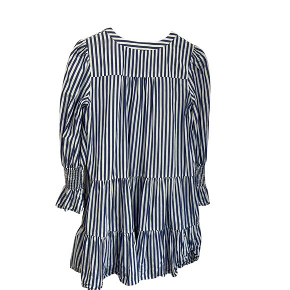Tuckernuck Pomander Place Blue Stripe Dress Size M Cotton Poplin Preppy - Picture 6 of 10